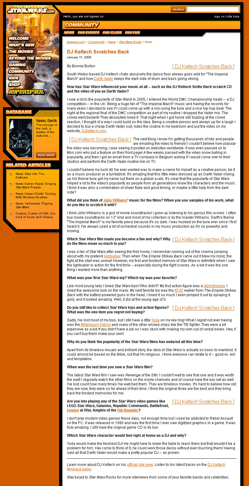 Starwars . com DJ Keltech interview